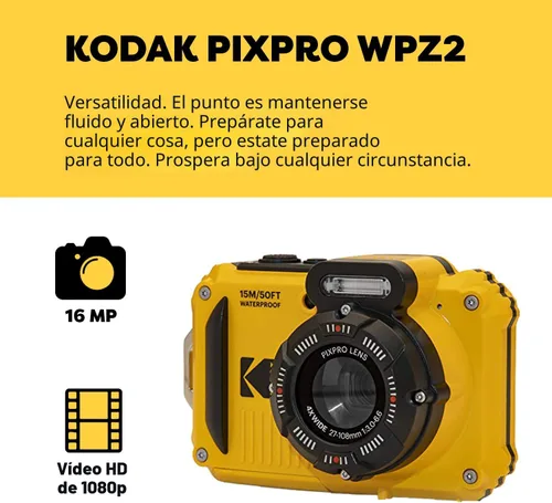 Miniatura 3 de Cámara digital Kodak PIXPRO WPZ2 resistente, impermeable y a prueba de golpes 16MP con zoom óptico 4X, video Full HD 1080P, LCD de 2.7", tarjeta SD