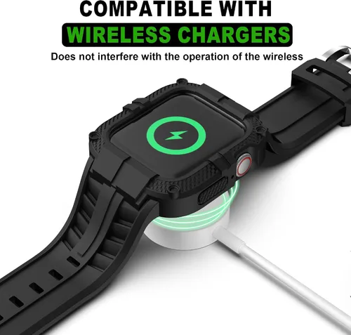 Miniatura 3 de Correa resistente para Apple Watch Series 9 de 45 mm, 44 mm, 42 mm, SE 9/8/7/6/5/4/3 para hombres, Negro, 41 mm/40 mm/38 mm, Deportes
