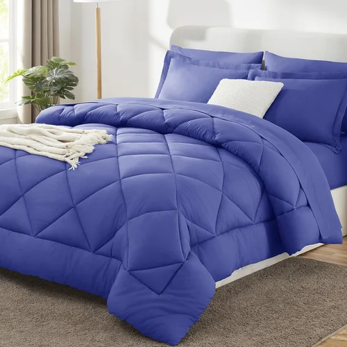 Miniatura 14 de CozyLux - Juego de edredón en una bolsa, para dormitorio universitario, todas las estaciones, edredón, sábanas y fundas para almohada y decorativas