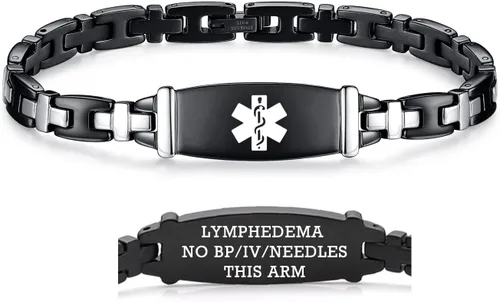 Miniatura 19 de LinnaLove Lady Medical Alert - Pulseras médicas de acero inoxidable para mujer, 7.5 pulgadas