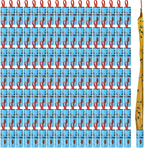 Miniatura 15 de Qualirey Paquete de 80 tiras adhesivas para moscas para interiores y exteriores, cinta adhesiva para colgar insectos voladores, trampas para Rojo
