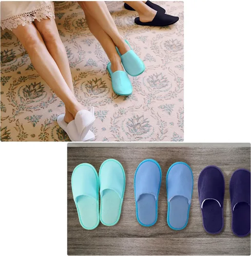 Miniatura 6 de Geyoga 24 pares de pantuflas desechables para invitados, 2 tamaños, de algodón, para hotel, spa, casa, para graduación, boda, fiesta, sin zapatos