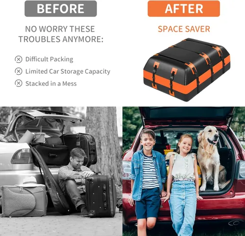Miniatura 3 de Bolsa de carga impermeable de 21 pies cúbicos para techo de automóvil, resistente 840D, con alfombrilla antideslizante, bloqueo de equipaje, 6