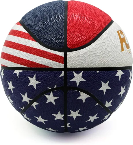Miniatura 3 de Premium Rubber/Leather Basketball - Kids & Youth, Size 3/4/5/6/7 Estrellas americanas/rayas