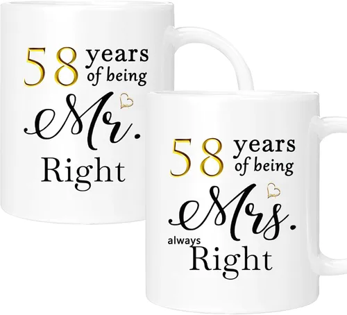 Miniatura 34 de Juego de 2 Tazas de Café del 11º Aniversario, Regalos de Boda del 11º Año Decoraciones de Aniversario para Parejas Padres Hombres Mujeres Marido