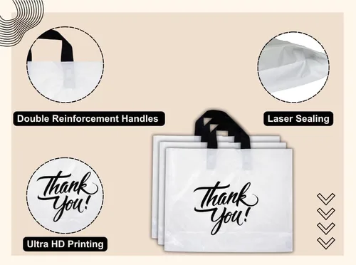 Miniatura 3 de Infinite Pack Bolsas grandes de mercancía de agradecimiento con asa de lazo, bolsa de boutique brillante, refuerzo inferior de 3 pulgadas y 3 mil