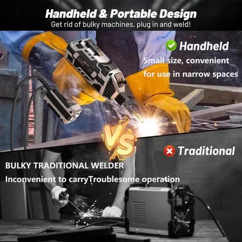 Miniatura 3 de Máquina soldadora de mano, máquina de soldadura portátil de 110 V con inversor IGBT 6 ajuste de corriente variable 20-120 amperios de salida pistola