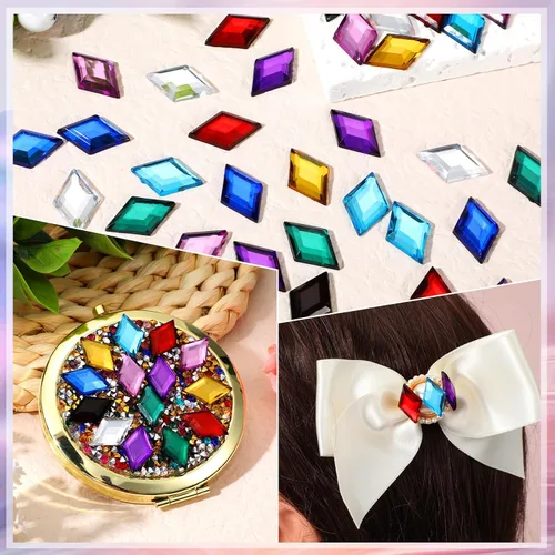 Miniatura 5 de 100 piezas de diamantes de imitación acrílicos con parte trasera plana, gemas de plástico para deslumbrar joyas acrílicas para hacer joyas
