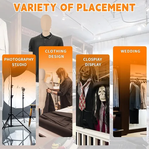 Miniatura 7 de maniquí femenino sin cabeza, de plástico ajustable, cuerpo medio para exhibición, con cabeza y soporte de metal, para tiendas minoristas de ropa