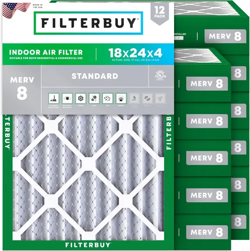 Miniatura 67 de Filterbuy - Filtro de aire de 16 x 25 x 1 pulgadas, MERV 8, Defensa Esencial contra el Polvo y las Alergias (paquete de 12), Filtros plisados