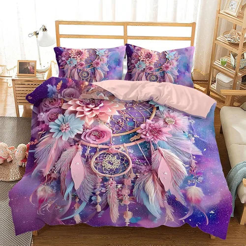 Miniatura 8 de AILONEN Juego de funda de edredón de tamaño King con diseño de mariposa para niñas y mujeres, juegos de ropa de cama con corazones estrellados