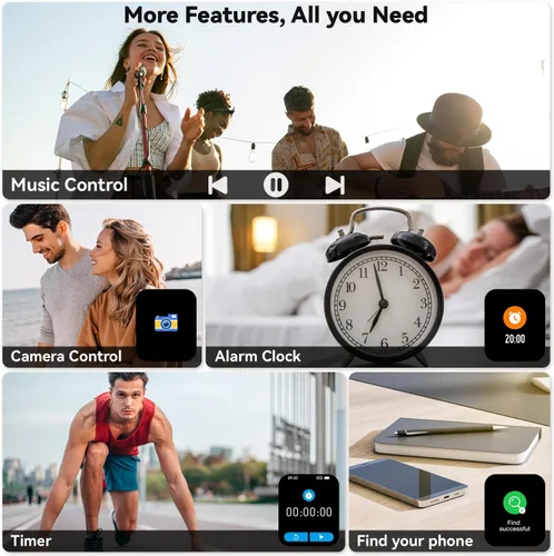 Miniatura 7 de Reloj inteligente para hombres y mujeres, rastreador de ejercicio: haz respuesta llamada, relojes digitales para hombre, impermeable, podómetro