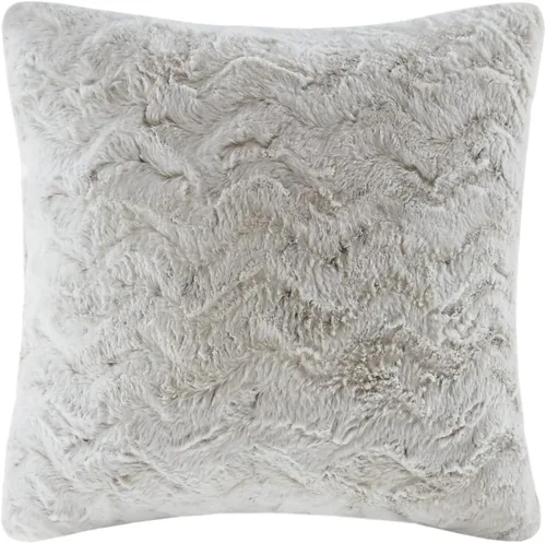 Miniatura 5 de Madison Park Zuri Almohadas Decorativas de Piel Sintética con Rayas Ombré Ultra Suaves de Lujo para Sofá y Cama con Relleno, 20x20 pulgadas, Gris