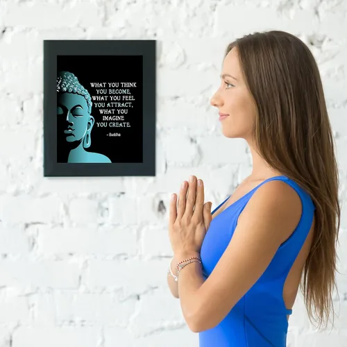 Miniatura 5 de Impresión de citas de Buda "What You Think, Feel & Imagine", arte de pared espiritual de 8 x 10 pulgadas, ideal para decoración del hogar
