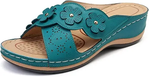 Miniatura 83 de Ladmiple Sandalias ortopédicas florales de moda 2023 con soporte de arco, zapatillas romanas casuales con puntera abierta