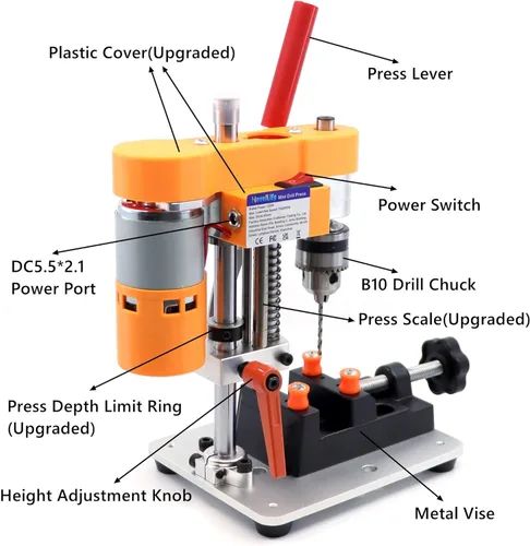 Miniatura 3 de Mini Prensa de Taladro de Precisión Máquina de Perforación de Sobremesa Eléctrica Portátil Perforadora de Mesa CNC Motor 795 Mandril B10 Metal