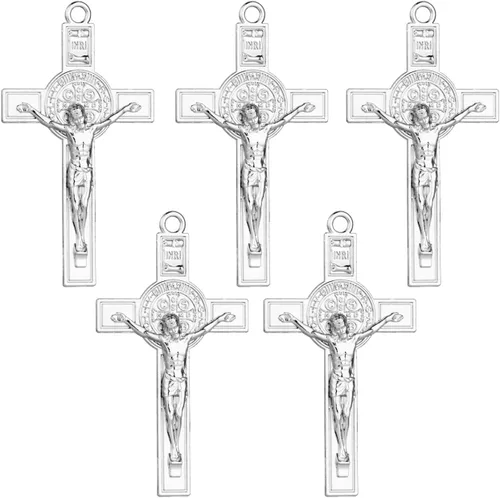 Miniatura 7 de Colgante de cruz de crucifijo de exorcismo de San Benito para bricolaje, rosario, collar, coronilla, pieza de joyería, accesorios para hacer dijes