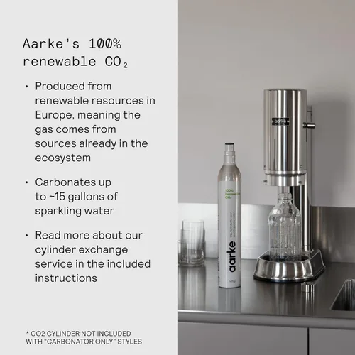 Miniatura 7 de Aarke Carbonator Pro, máquina de agua con gas y carbonatación, acero inoxidable con botella reutilizable de vidrio, volumen de 800 mL/27 fl oz