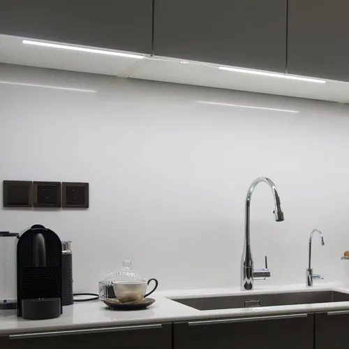 Miniatura 2 de Litever Kit de luz LED con enchufe para debajo del gabinete con adaptador de corriente, regulador, 2 barras de luz LED USB de 12 pulgadas. Regulable