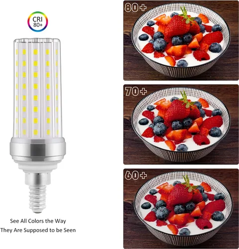 Miniatura 4 de Paquete de 4 bombillas LED E12, bombillas LED de candelabro de 20 W, equivalente a 150 W, luz blanca diurna 6000 K, 2000 lm, no regulables