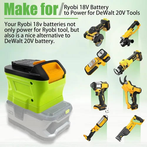 Miniatura 7 de Adaptador para Ryobi a para herramientas Dewalt, para Ryobi 18 V Convertidor de batería para reemplazar 20 V MAX DCB204 DCB207 DCB206 Batería