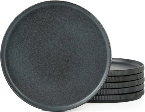 Miniatura 24 de famiware Star Platos de Ensalada para 6, Juego de Platos de 8 Pulgadas, Vajilla de Gres, Platos Pequeños para Postre, Ensalada, Aperitivo, Blanco