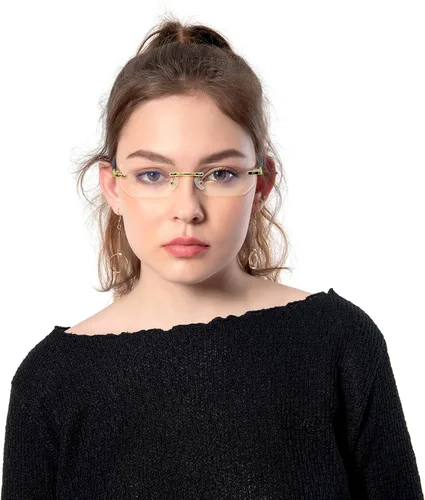 Miniatura 3 de HIGHLIKE Rimless Reading Glasses, Spring Hinge Readers, Diamond Cut Edge Design Blue Light Glasses