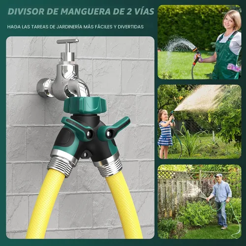 Miniatura 4 de Divisor de manguera de jardín de 2 vías con válvula de cierre, divisor de espiga de agua para conector de manguera de 3/4 pulgadas, divisor de grifo