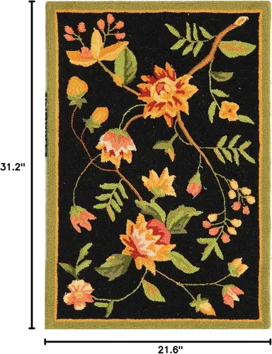 Miniatura 2 de SAFAVIEH Chelsea Collection - Alfombra decorativa de 1 pies 8 pulgadas x 2 pies 6 pulgadas, color negro, lana de campo francesa enganchada a mano