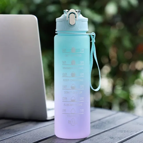 Miniatura 8 de Botella de agua deportiva de 22 onzas con popote, botellas de agua a prueba de fugas para hombres y mujeres, bebida para deportes, gimnasio al aire