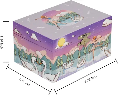 Miniatura 6 de LAxury Joyero musical de 5 pulgadas, diseño de cisne y bailarina, caja de joyería para niños, caja de joyería de bailarina, cajas de joyería