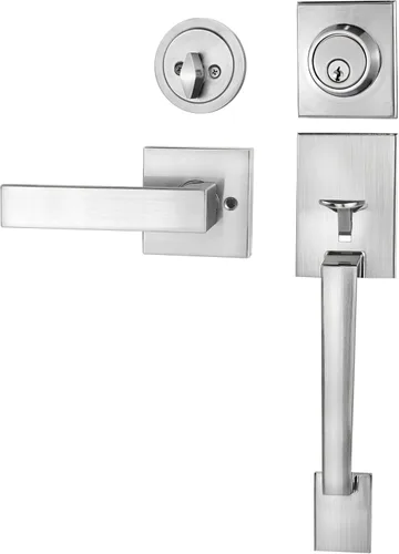 Miniatura 13 de Azdele Juego de manijas y cerrojos para puerta delantera, juego de cerradura de puerta delantera, juego de cerradura de puerta exterior, manija