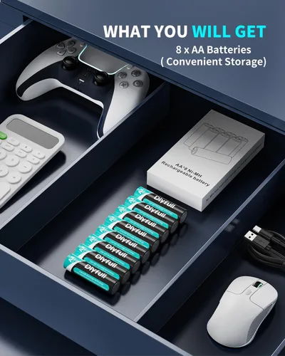 Miniatura 8 de DLYPOW Baterías AA recargables, baterías recargables AA de alta capacidad de 2800 mAh con baja autodescarga, baterías dobles A de larga duración