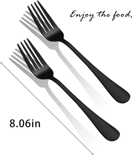 Miniatura 5 de Black Forks - Juego de cubiertos de 6 piezas, tenedores de acero inoxidable, juego de tenedores pulidos con espejo, juego de cubiertos esenciales