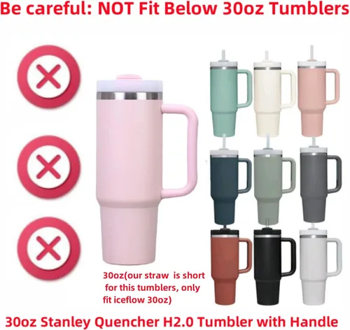 Miniatura 5 de Pajita de repuesto compatible con Stanley Iceflow de 30 oz con tapa abatible, pajitas de bebida transparentes reutilizables con cepillo limpiador