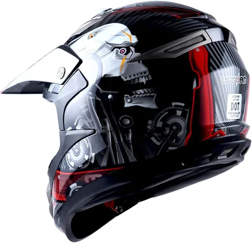 Miniatura 4 de 1Storm Casco de motocross para adultos, todoterreno, MX, BMX, ATV, motocross, mecánico, HGXP14B, fibra de carbono, negro, HGXP14B
