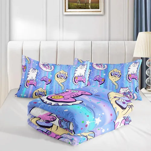 Miniatura 4 de Axolotl Juego de edredón Kawaii de tamaño individual, ropa de cama de animales lindos para niñas y niños, edredón colorido de dibujos animados