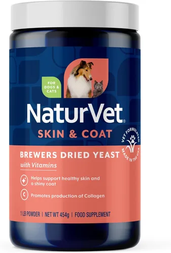 NaturVet Brewers Fórmula de Levadura Seca con Sabor a Ajo Más Vitaminas para Perros y Gatos, Polvo, Fabricado en los Estados Unidos con Ingredientes