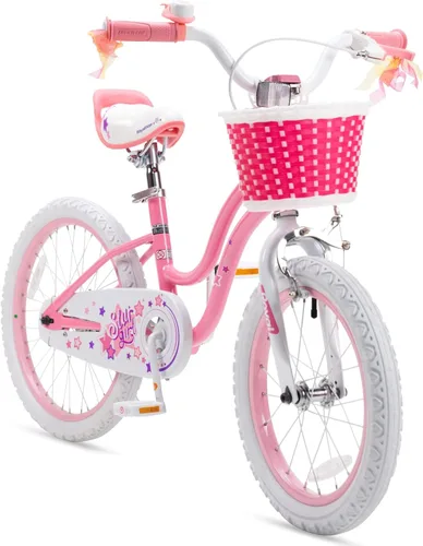 Miniatura 18 de Royalbaby Stargirl Bicicleta infantil de aventura al aire libre con soporte, asiento ajustable y cesta, 18 pulgadas, rosa [3] Rojo coral