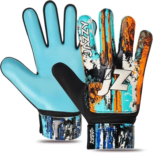Miniatura 19 de Guantes de portero de fútbol para niños y jóvenes, guantes de portero antideslizantes con palma de látex de 4 mm y fuerte agarre, protección doble