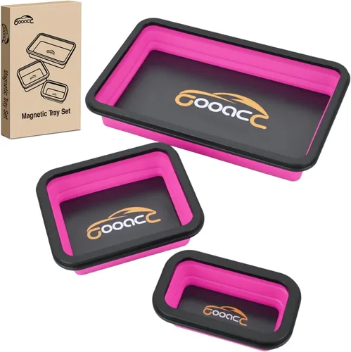 Miniatura 16 de GOOACC Juego de bandejas magnéticas plegables de 3 tamaños, bandejas de herramientas plegables de silicona negra, organizador para tornillos