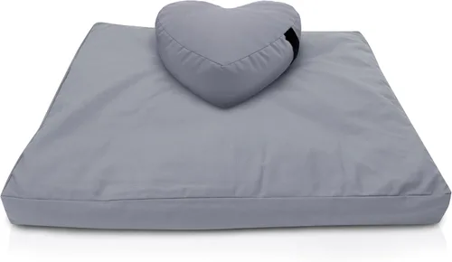 Miniatura 28 de Bean Products Juego de alfombrillas de meditación – Zafu almohada de piso orgánica de trigo sarraceno + almohadilla de oración Zabuton rellena