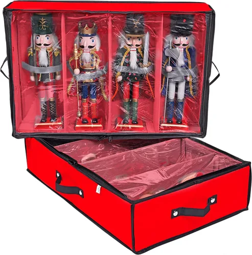 Miniatura 8 de ProPik Paquete de 2 cajas de almacenamiento de figuras navideñas Cada una tiene capacidad para 4 figuras navideñas de hasta 16 pulgadas Negro