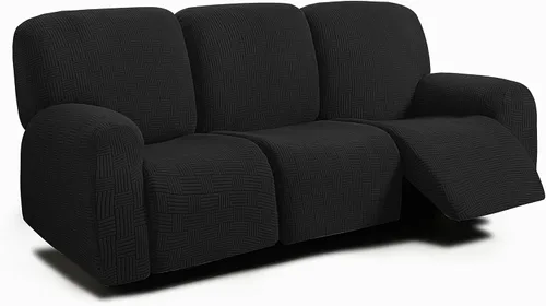 Miniatura 37 de ULTICOR - Juego de 8 fundas para sofá reclinable de jacquard, fundas para sofá reclinable elásticas para 3 cojines, gruesas, suaves, lavables Gris