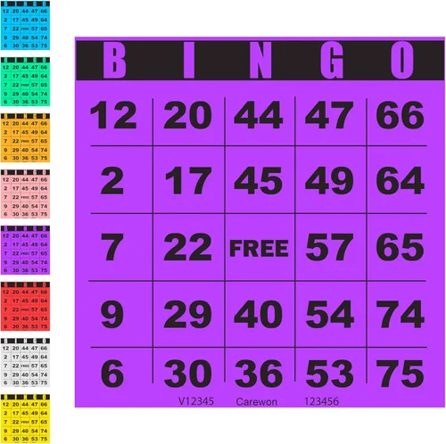 Miniatura 11 de 100 tarjetas de bingo, grandes de 4.5 x 4.5 pulgadas, azul (1 de 8 colores), hojas de bingo de papel, desechables o reutilizables para daubers