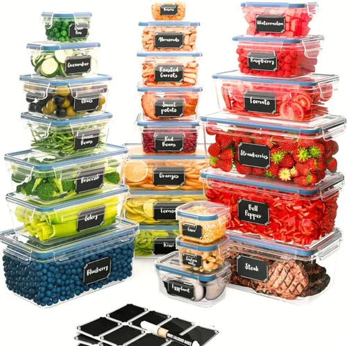 Miniatura 10 de Chef's Path Juego de 32 piezas de contenedores herméticos de almacenamiento de alimentos con tapas de fácil cierre, 16 contenedores y tapas