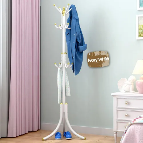 Miniatura 6 de Perchero de pie de metal con 12 ganchos, organizador de pasillos, muebles de entrada para colgar chaqueta, bolso de mano, tela, sombrero, soporte