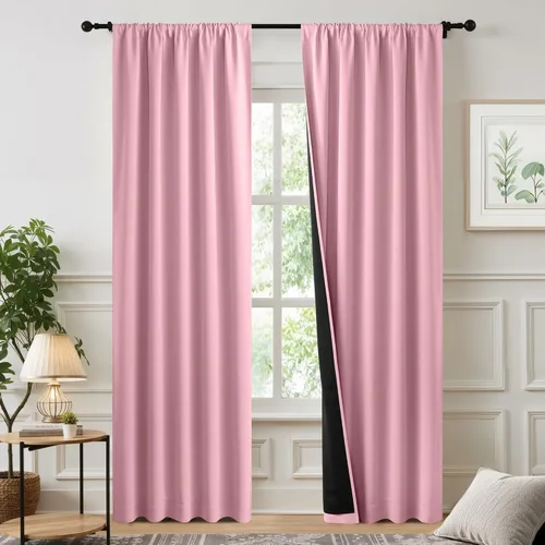 Miniatura 18 de NICETOWN Cortinas blancas 100% opacas, 2 capas gruesas completamente opacas con bolsillo para barra, cortinas aislantes térmicas para Blanco puro