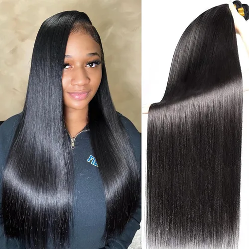 Miniatura 19 de 3 manojos de cabello humano lacio 100% sin procesar virgen brasileño paquetes de 10, 12, 14 pulgadas, mechones de cabello humano corto sin procesar