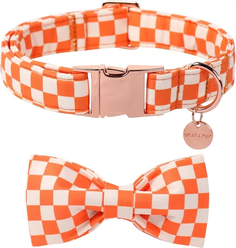 Miniatura 13 de Collar para perro con pajarita, Collar de algodón con pajarita para cachorro, Collar para perro azul para niña o niño con hebilla de metal duradera